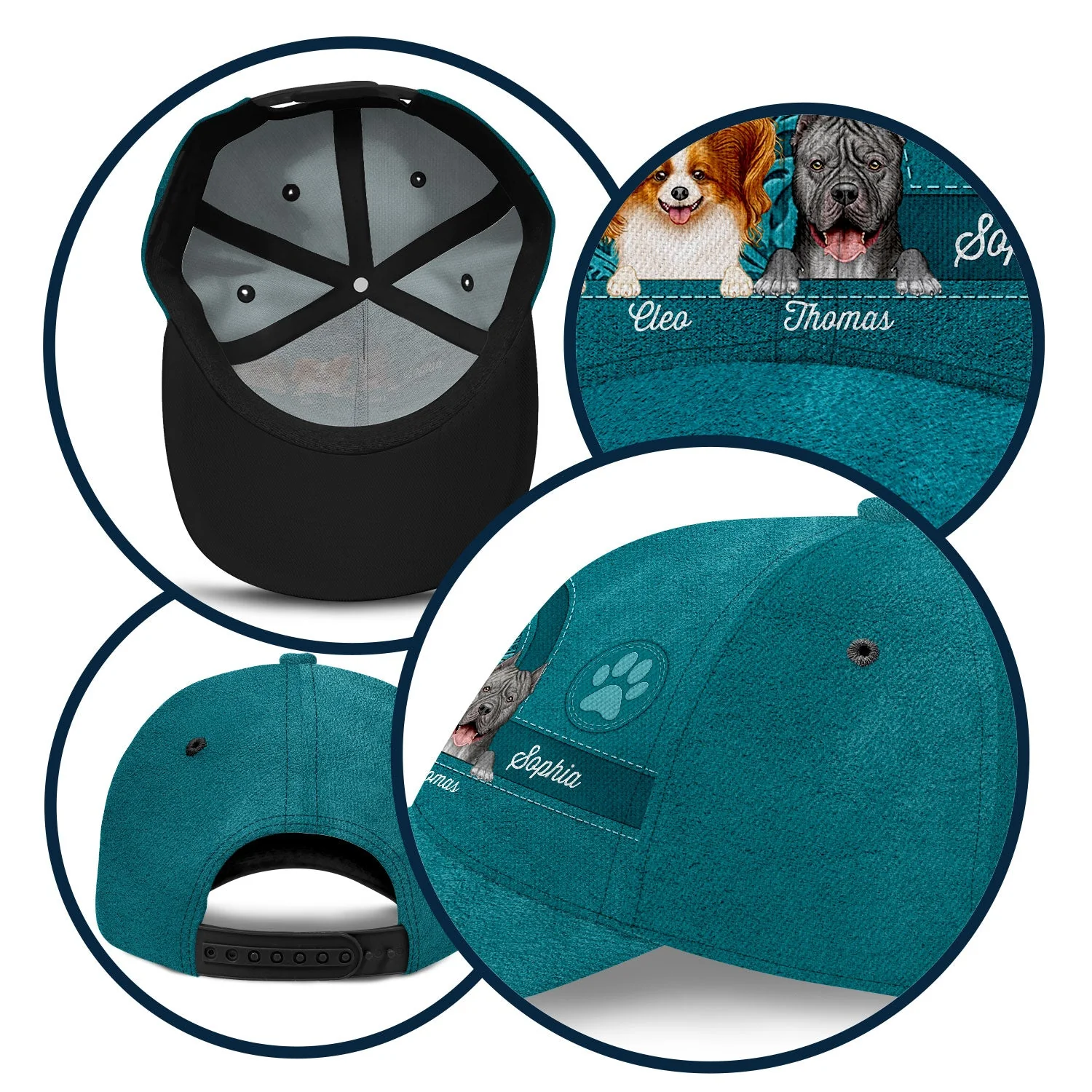 Cute Dogs And Cats Aesthetic Pattern - Birthday, Loving Gift For Pet Lovers, Dog Mom, Cat Mom - Personalized Classic Cap - Image 6