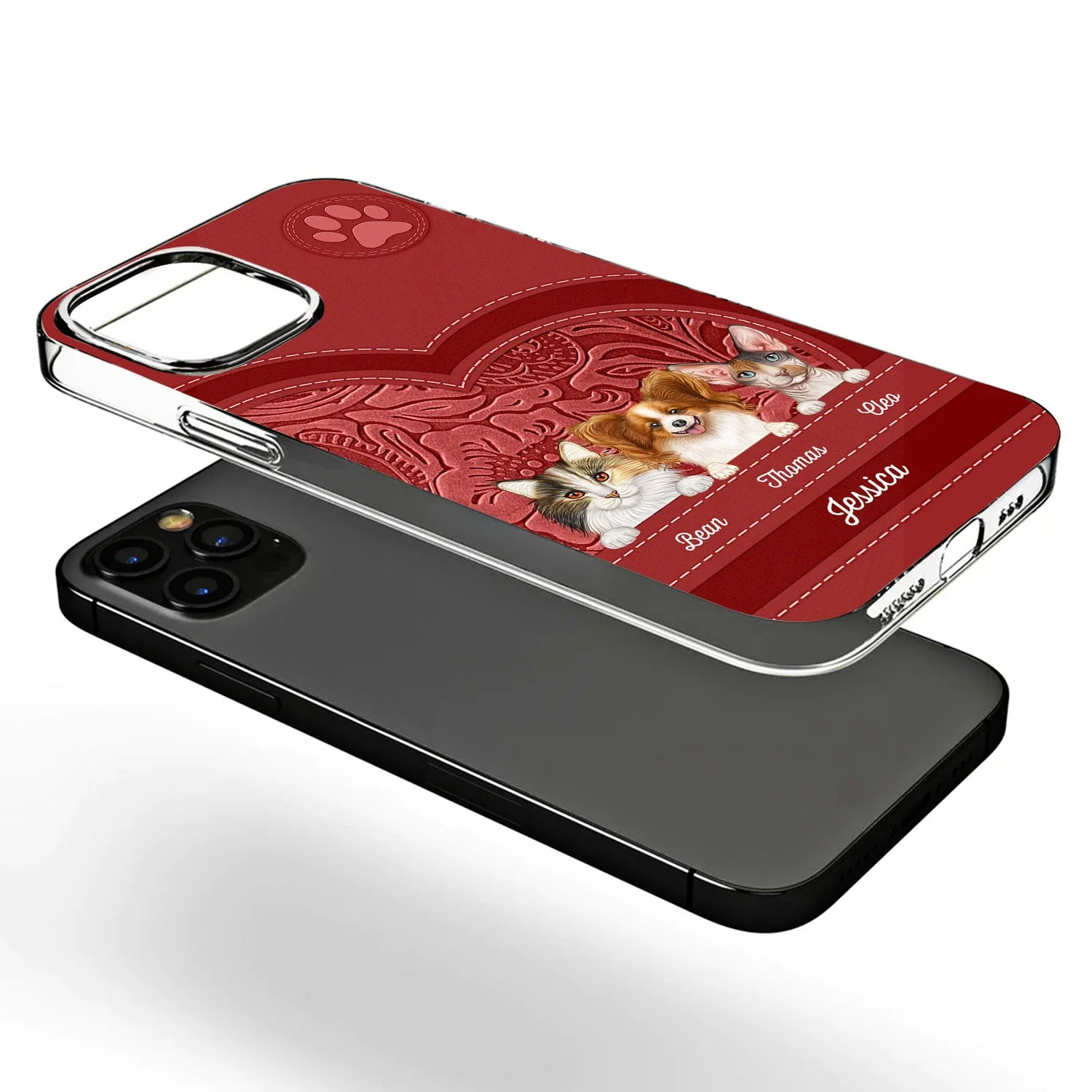 Cute Dogs And Cats Aesthetic Pattern - Birthday, Loving Gift For Pet Lovers, Dog Mom, Cat Mom - Personalized Clear Phone Case - Image 3
