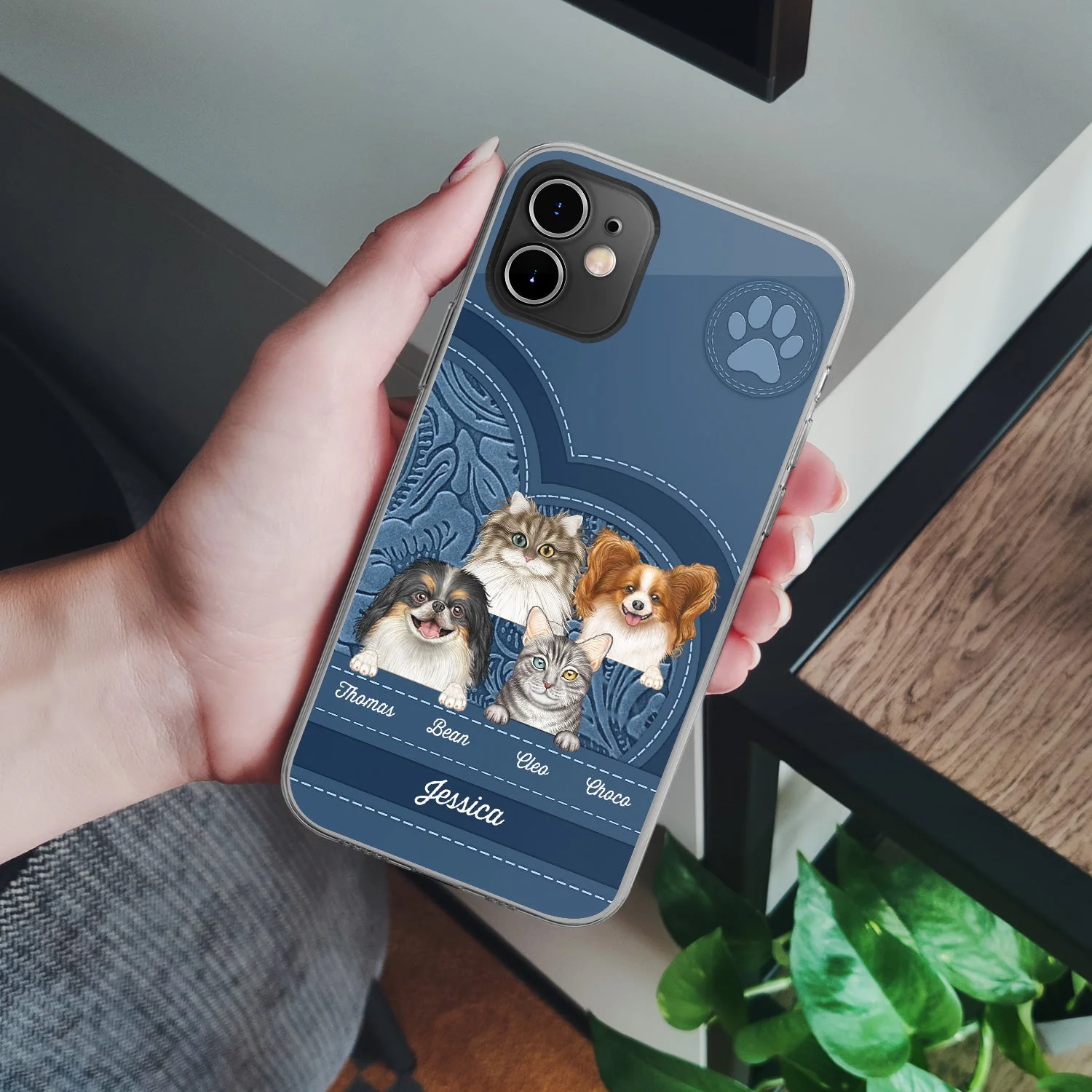 Cute Dogs And Cats Aesthetic Pattern - Birthday, Loving Gift For Pet Lovers, Dog Mom, Cat Mom - Personalized Clear Phone Case - Image 4