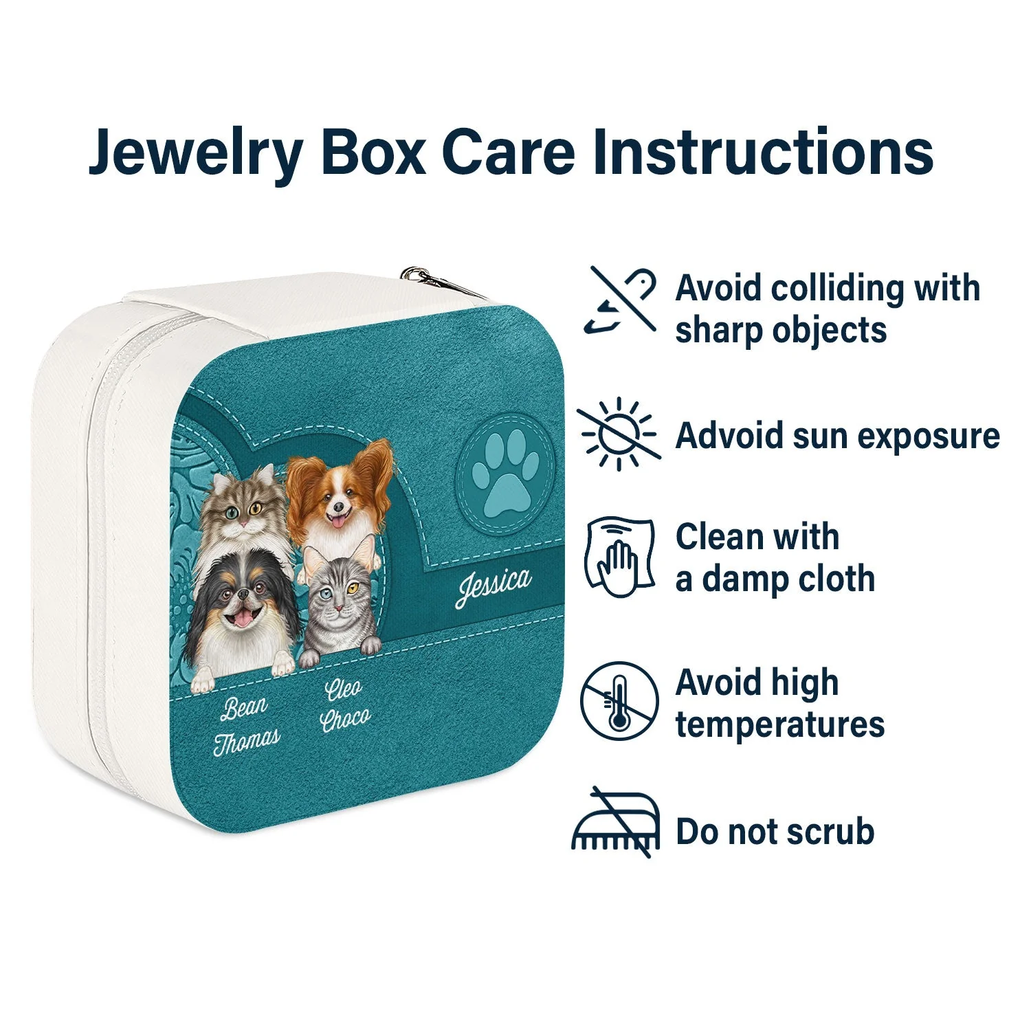 Cute Dogs And Cats Aesthetic Pattern - Birthday, Loving Gift For Pet Lovers, Dog Mom, Cat Mom - Personalized Jewelry Box - Image 6