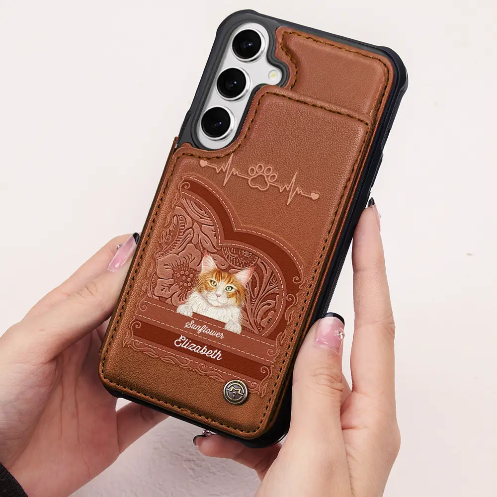Cute Dogs And Cats Aesthetic Pattern - Personalized Leather Flip Wallet Phone Case - Image 2