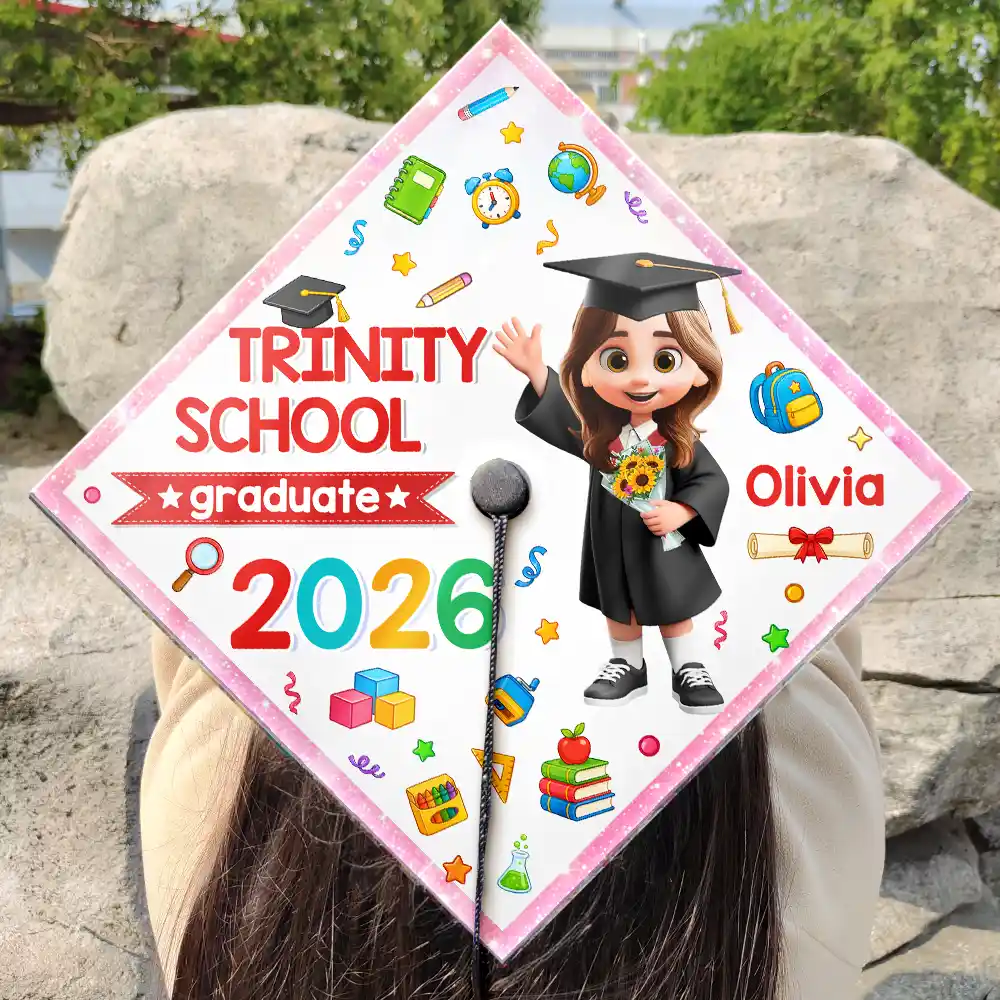 Cute Graduation Kid Kindergarten Preschool - Personalized Graduation Cap Topper - Image 3
