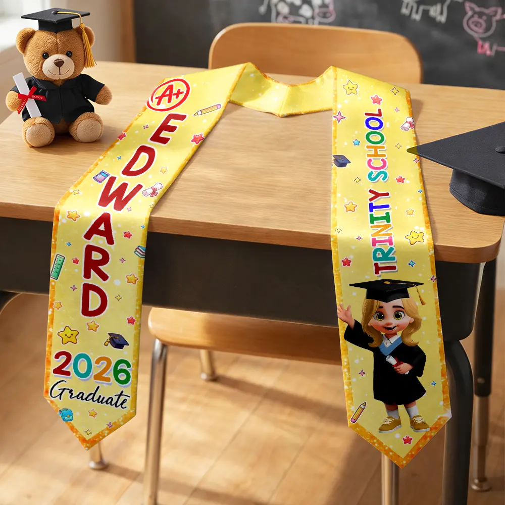 Cute Graduation Kid Kindergarten Preschool - Personalized Kid Graduation Stole - Image 2