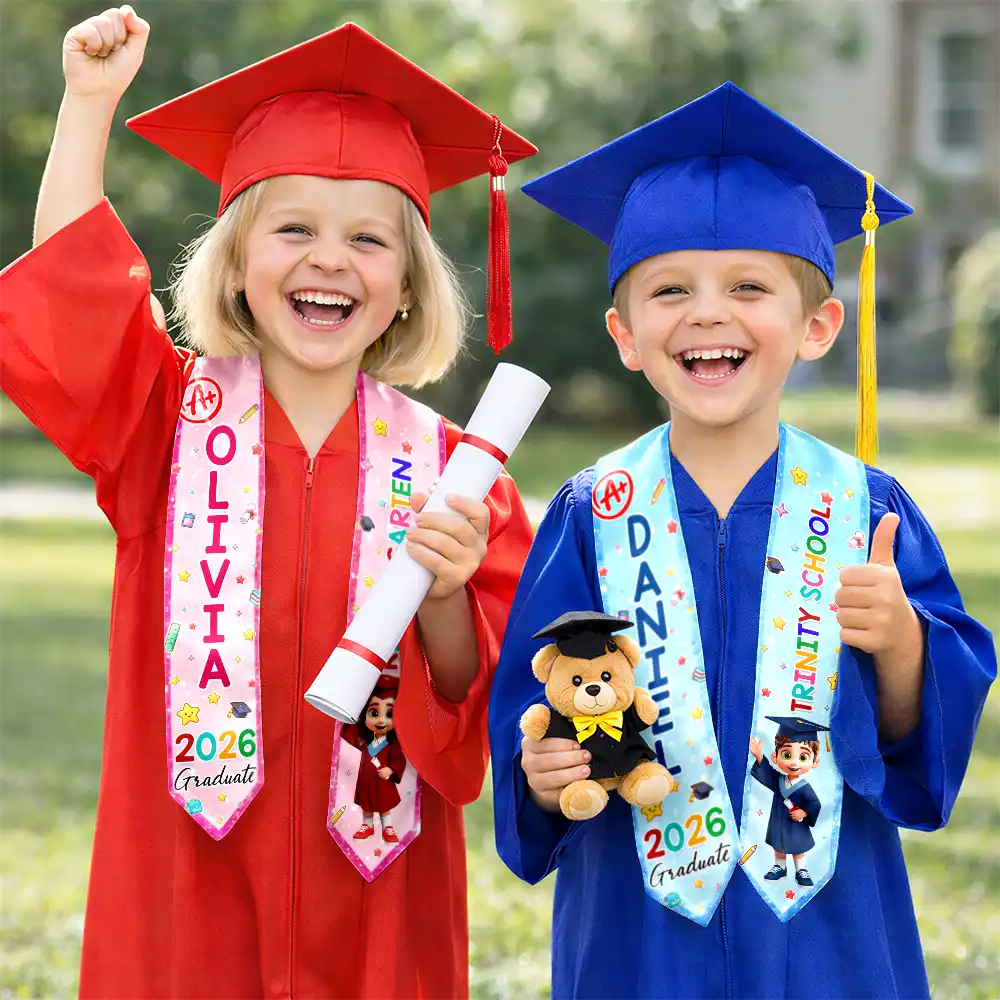 Cute Graduation Kid Kindergarten Preschool - Personalized Kid Graduation Stole - Image 4
