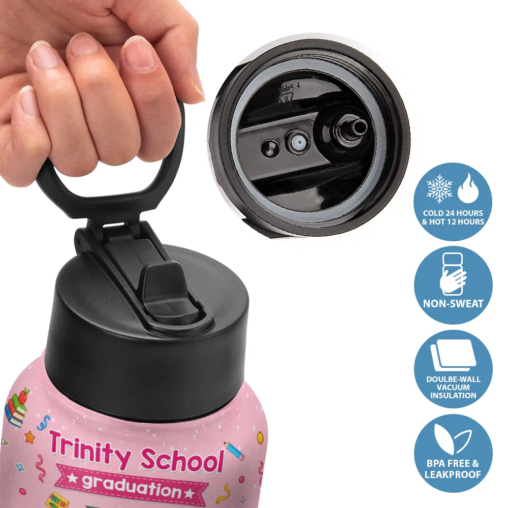Cute Graduation Kid Kindergarten Preschool - Personalized Kids Water Bottle - Image 4