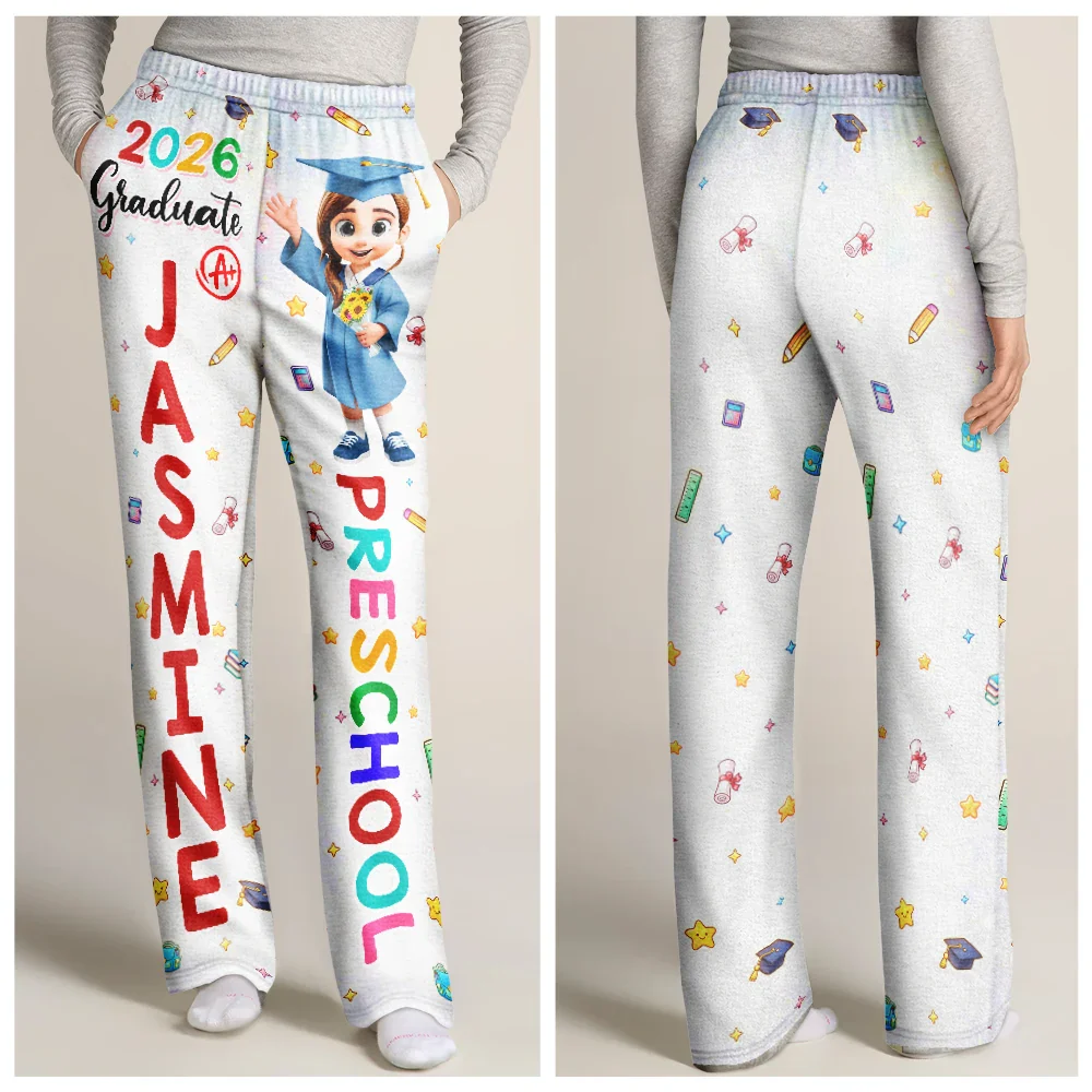 Cute Graduation Kid Kindergarten Preschool - Personalized Pajama Pants - Image 3