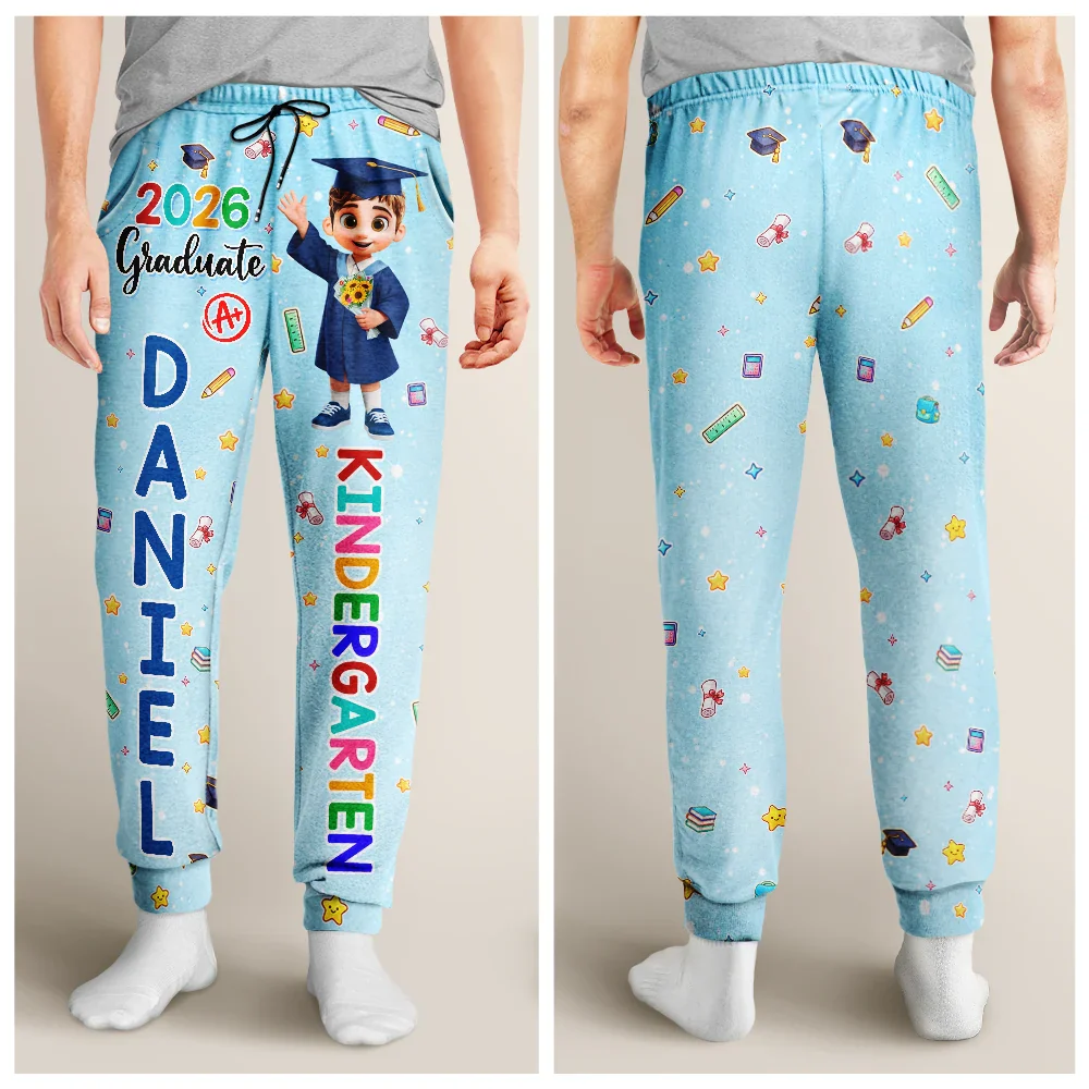 Cute Graduation Kid Kindergarten Preschool - Personalized Pajama Pants - Image 4