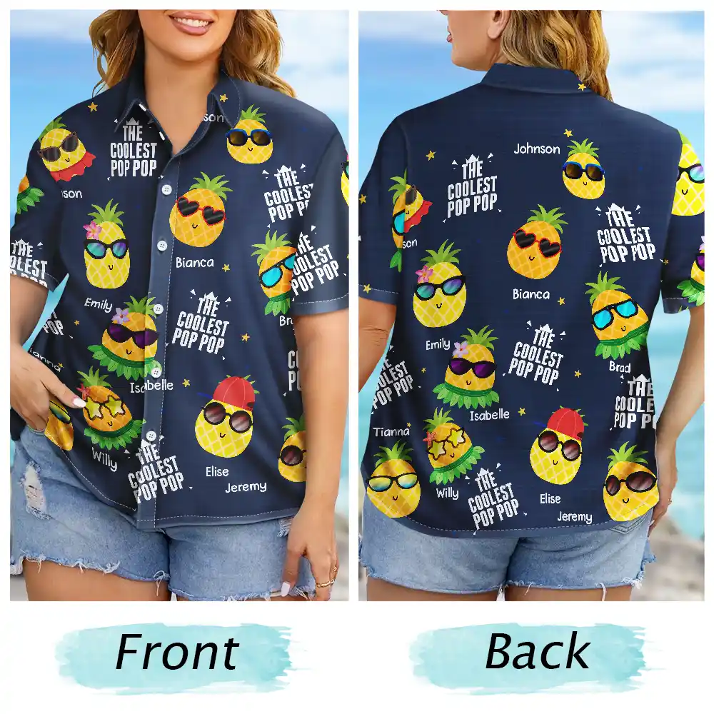 Cute Pineapples In Sunglasses The Coolest Dad - Personalized Hawaiian Shirt - Image 6