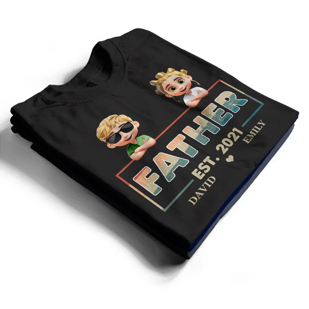 Dad Est Grandpa Father 3D Cartoon - Personalized T Shirt - Image 2