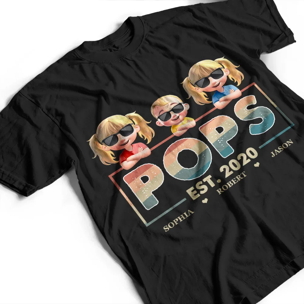 Dad Est Grandpa Father 3D Cartoon - Personalized T Shirt - Image 3