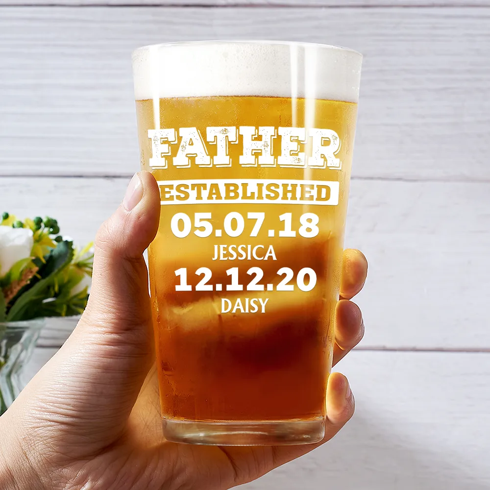 Dad Established - Personalized Beer Glass - Image 3