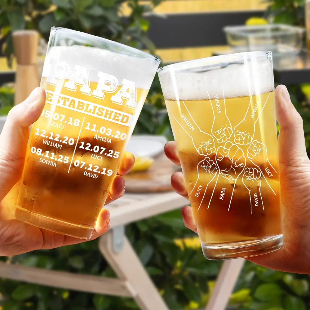 Dad Established - Personalized Beer Glass - Image 4