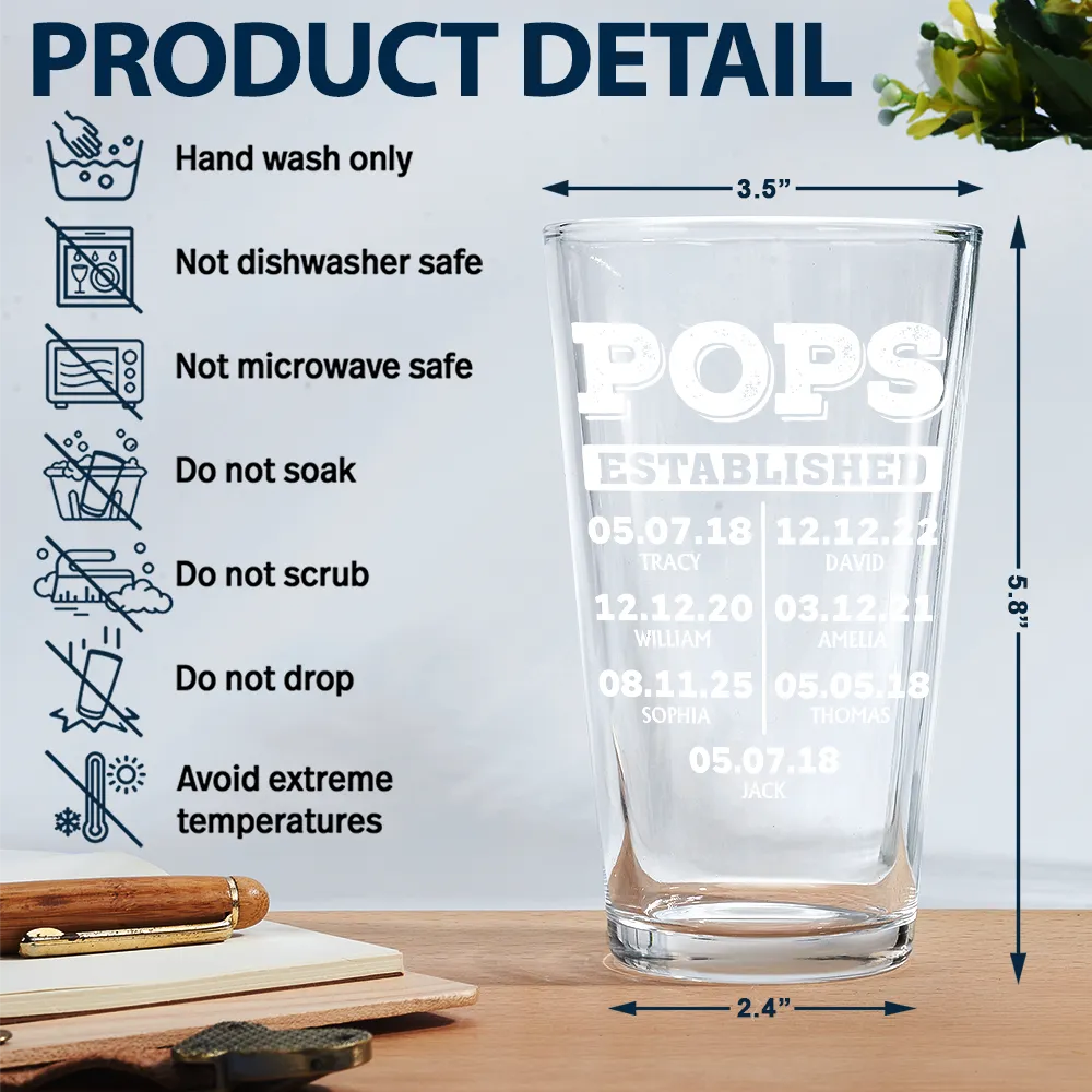 Dad Established - Personalized Beer Glass - Image 5
