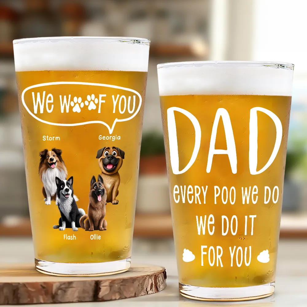 Dad Every Poo I Do 3D Effect - Personalized Beer Glass - Image 2