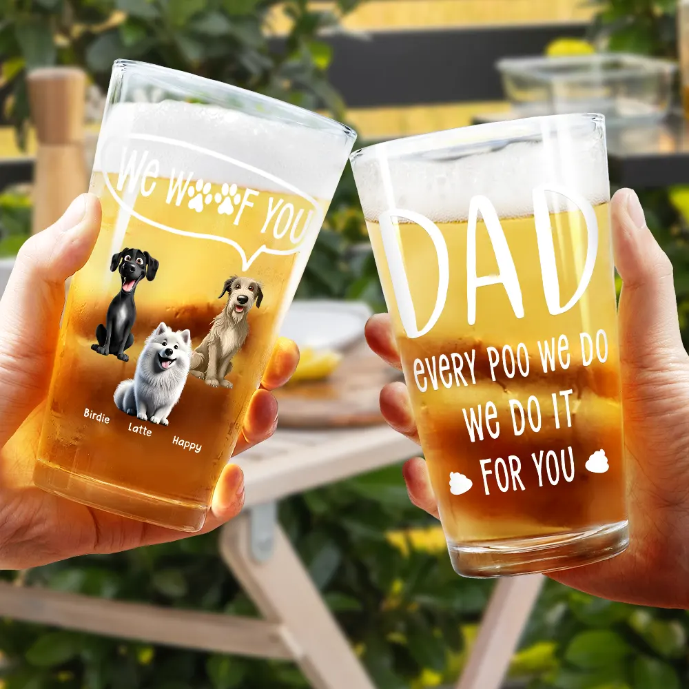 Dad Every Poo I Do 3D Effect - Personalized Beer Glass - Image 4