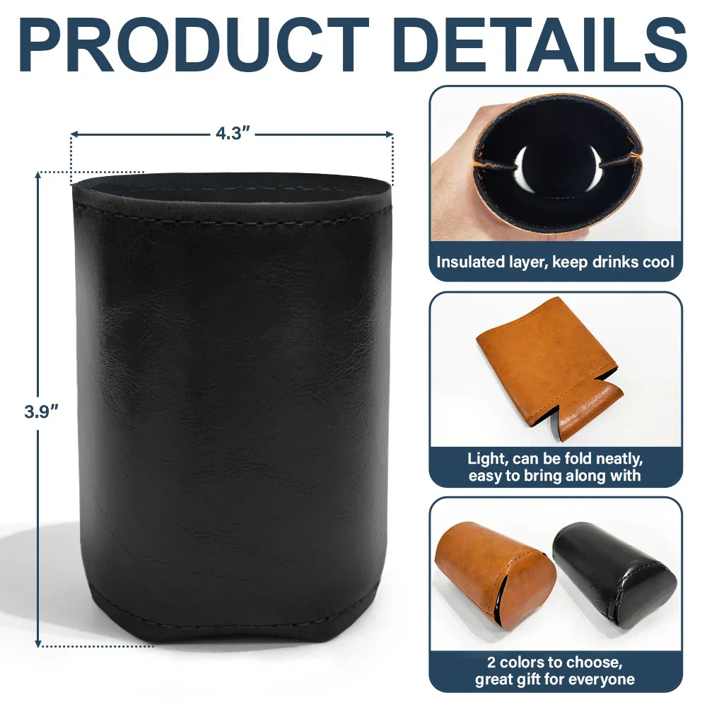 Dad Every Poo I Do - Personalized Leather Can Cooler - Image 4