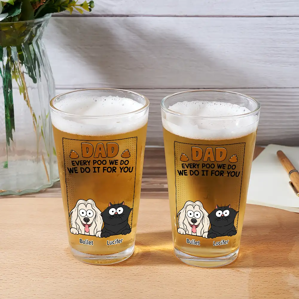 Dad Every Poo I Do - Personalized Beer Glass - Image 2