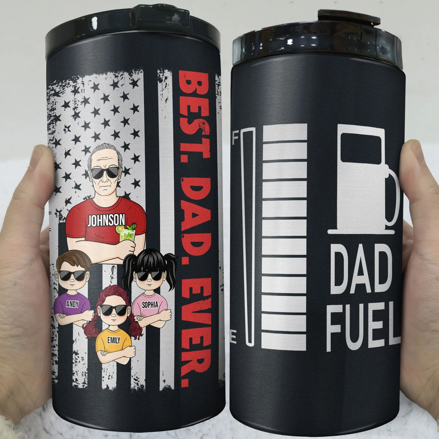 Dad Fuel - Birthday, Cool Gift For Daddy, Father, Grandpa, Grandfather, Husband, Men - Personalized Custom 4 In 1 Can Cooler Tumbler - Image 3