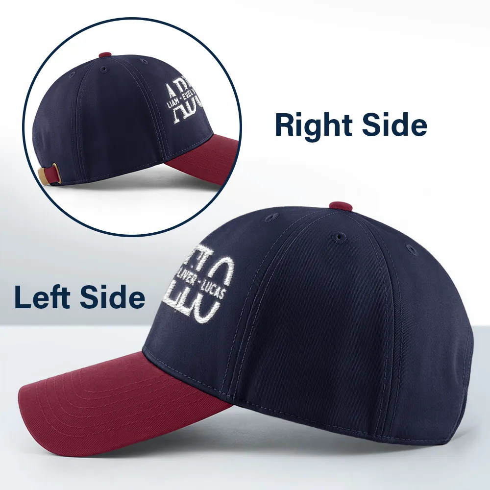 Dad Grandpa Custom Kid Names - Personalized Embroidered Two Tone Cap - Image 3