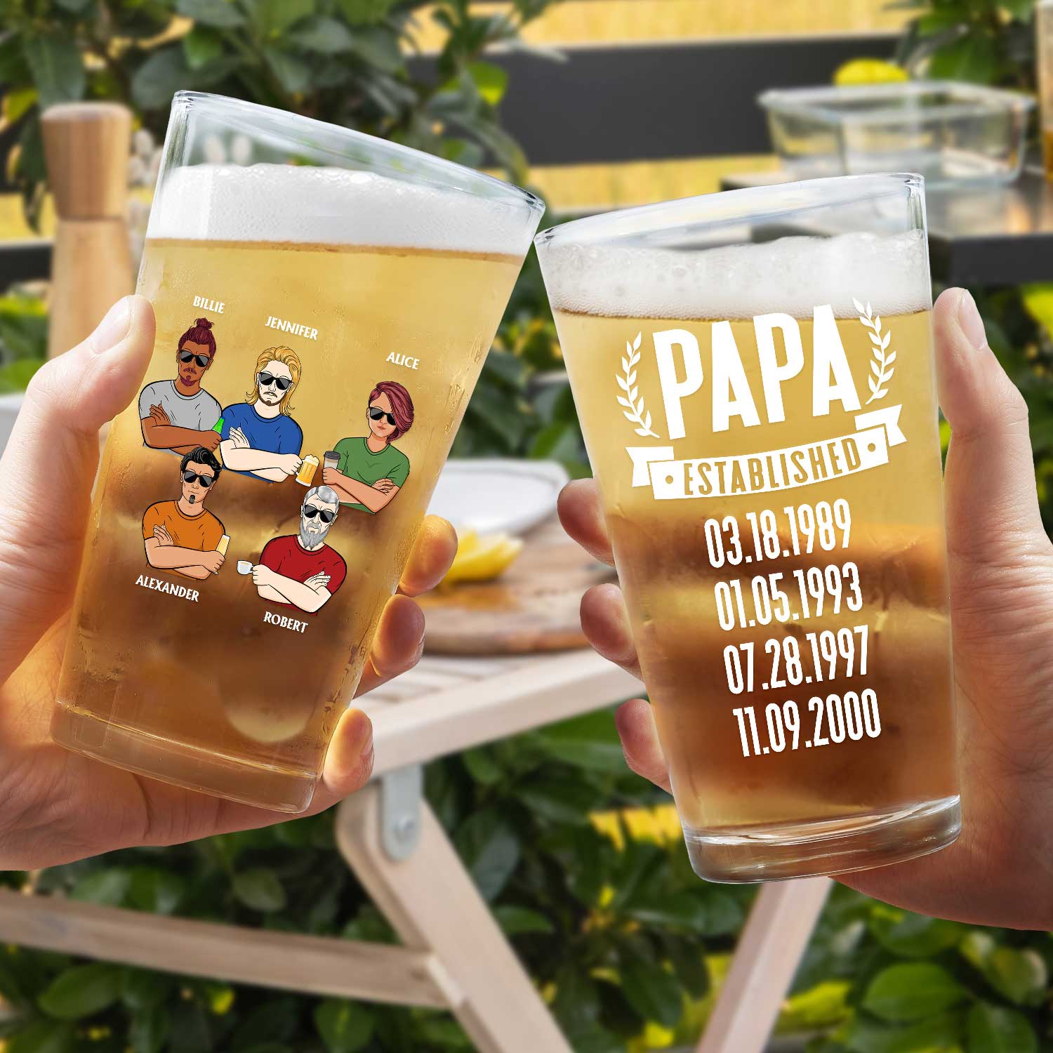 Dad Grandpa Established - Gift For Father, Grandfather, Husband - Personalized Beer Glass - Image 4