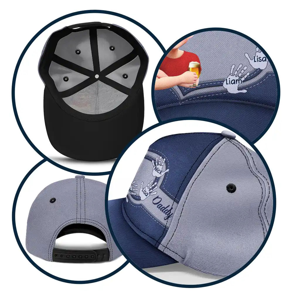Dad Grandpa Handprints 3D Effect - Personalized Classic Cap - Image 5