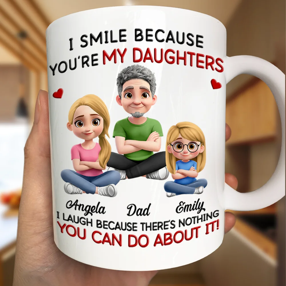 Dad Grandpa I Smile Because You Are My Daughters Sons Grandkids - Personalized Mug - Image 3