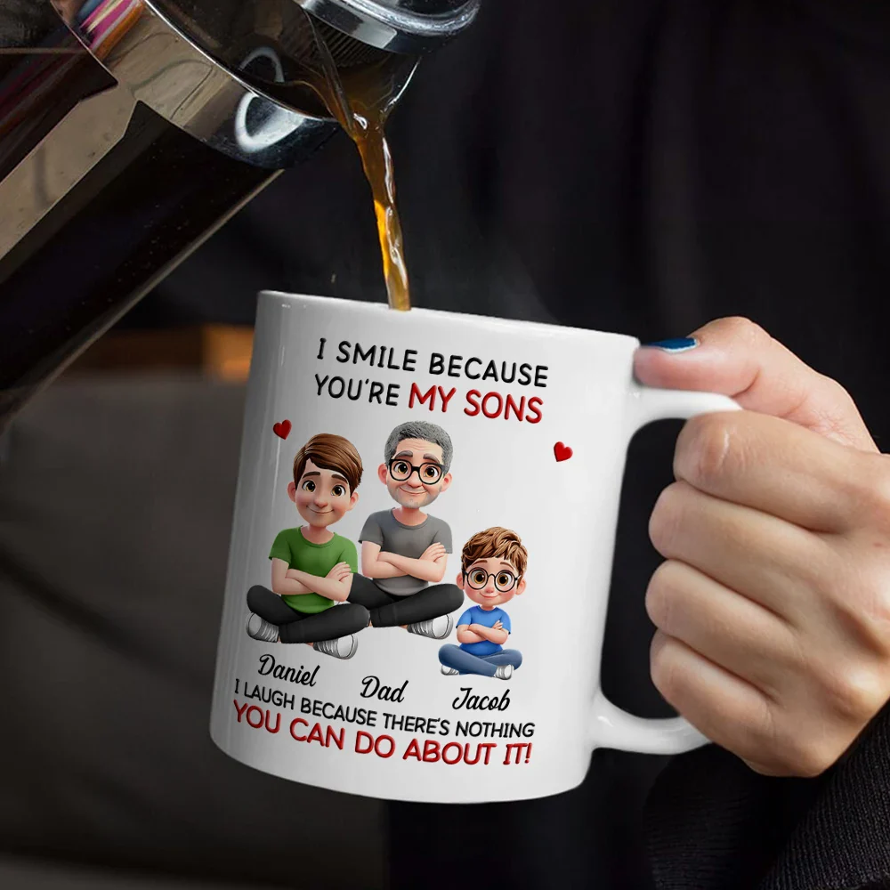 Dad Grandpa I Smile Because You Are My Daughters Sons Grandkids - Personalized Mug - Image 5