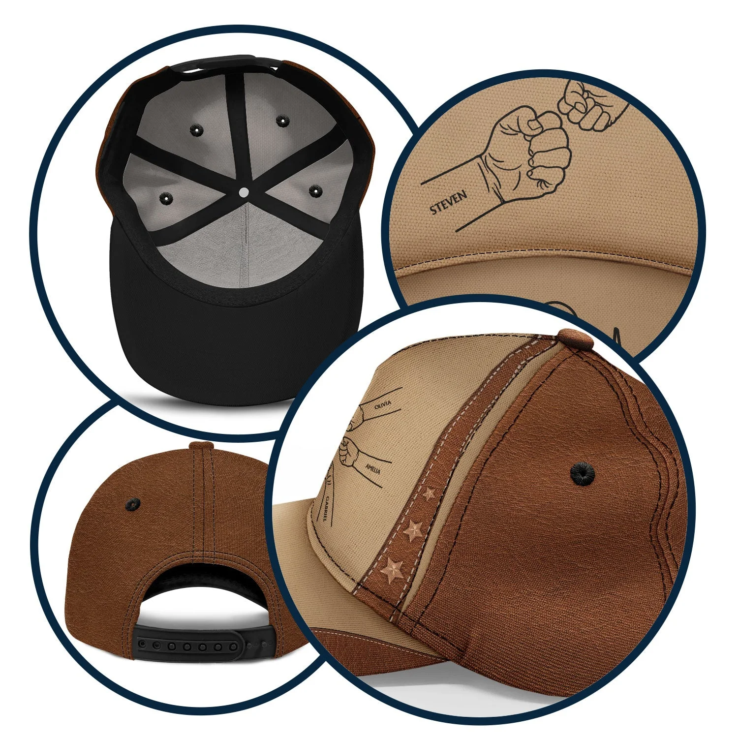 Dad Grandpa Kids Holding Hands - Gift For Father, Grandfather - Personalized Classic Cap - Image 5
