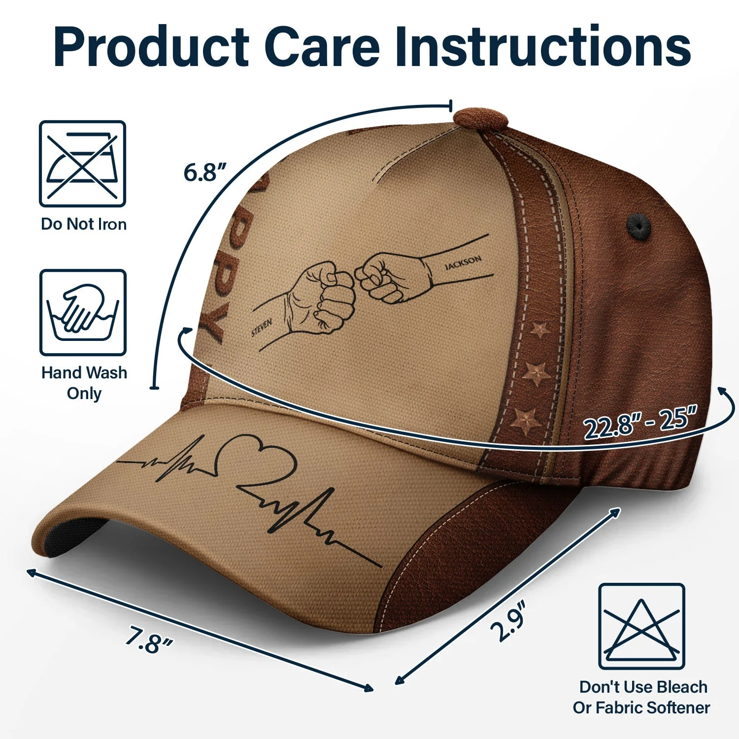 Dad Grandpa Kids Holding Hands - Gift For Father, Grandfather - Personalized Classic Cap - Image 6