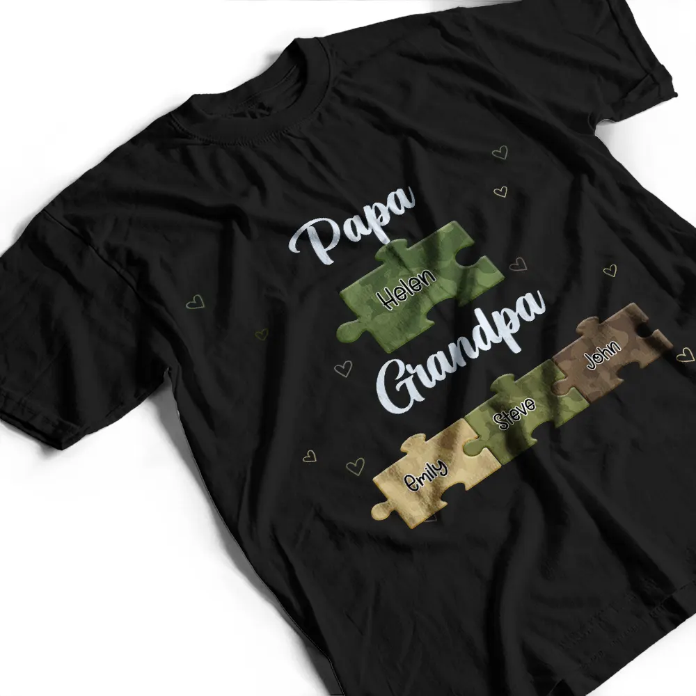 Dad Grandpa Puzzle Camoflage - Personalized T Shirt - Image 3