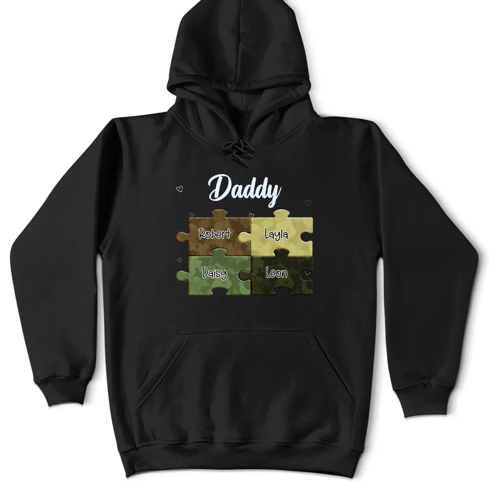 Dad Grandpa Puzzle Camoflage - Personalized T Shirt - Image 4