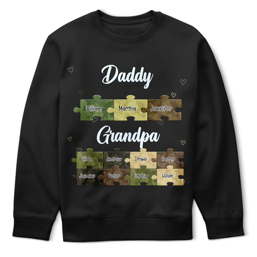 Dad Grandpa Puzzle Camoflage - Personalized T Shirt - Image 5