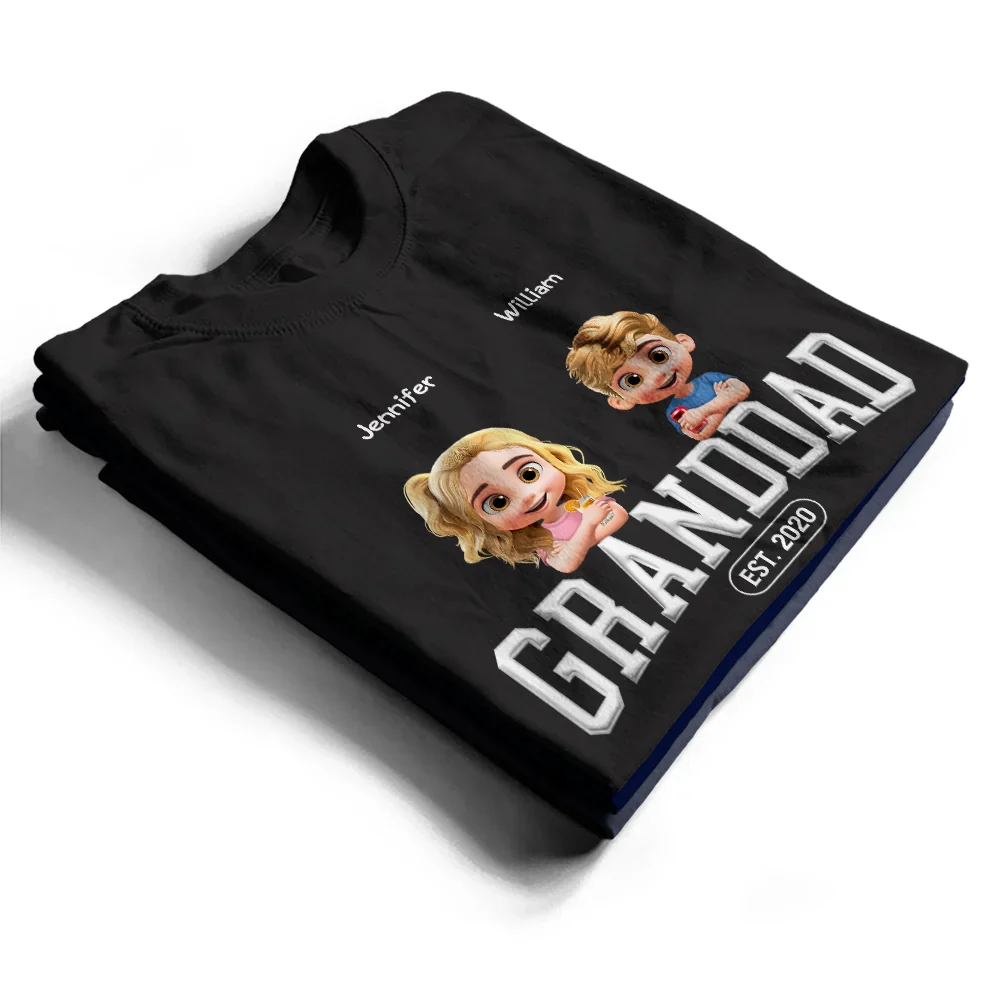 Dad Grandpa Since 3D Effect Crossed Arms - Personalized T Shirt - Image 2