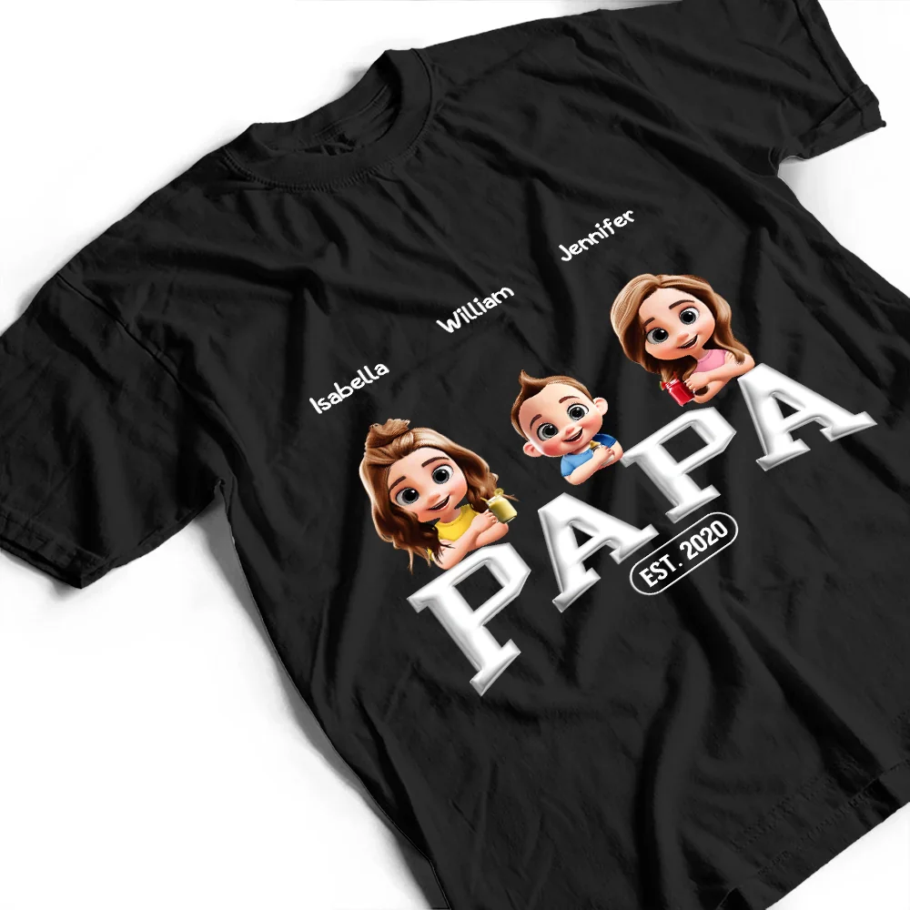 Dad Grandpa Since 3D Effect Crossed Arms - Personalized T Shirt - Image 4