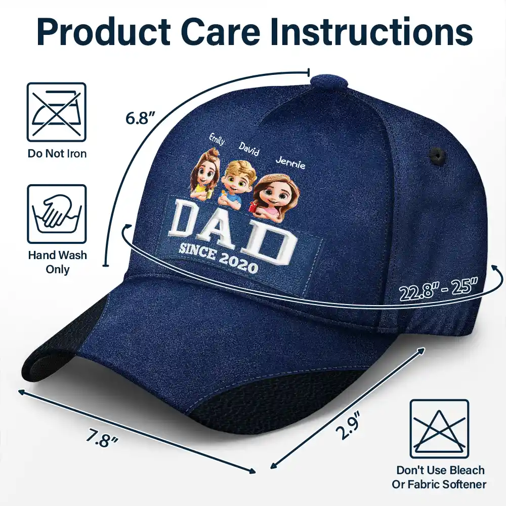 Dad Grandpa Since 3D Effect - Personalized Classic Cap - Image 6