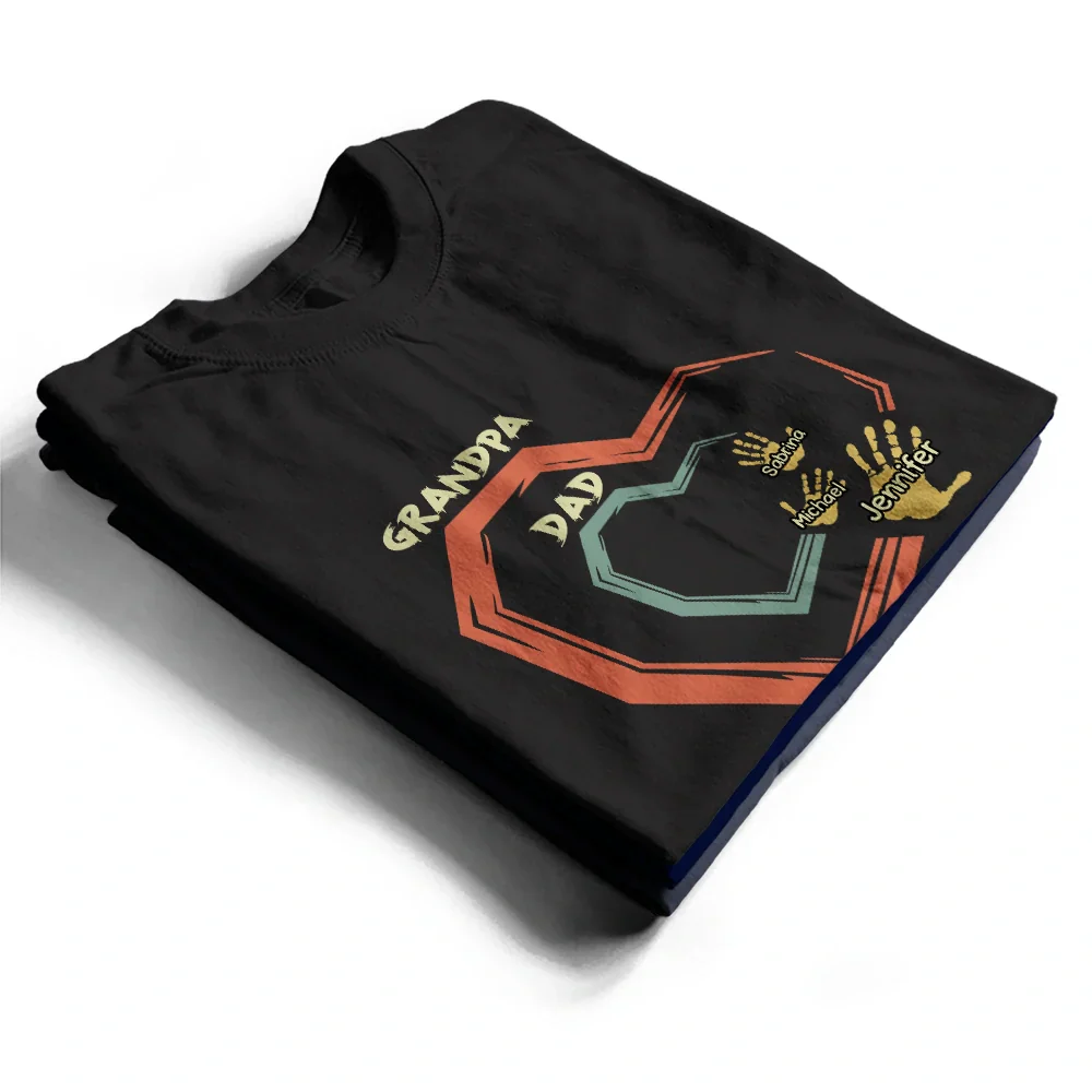 Dad Grandpa Sweethearts Handprints - Personalized T Shirt - Image 2