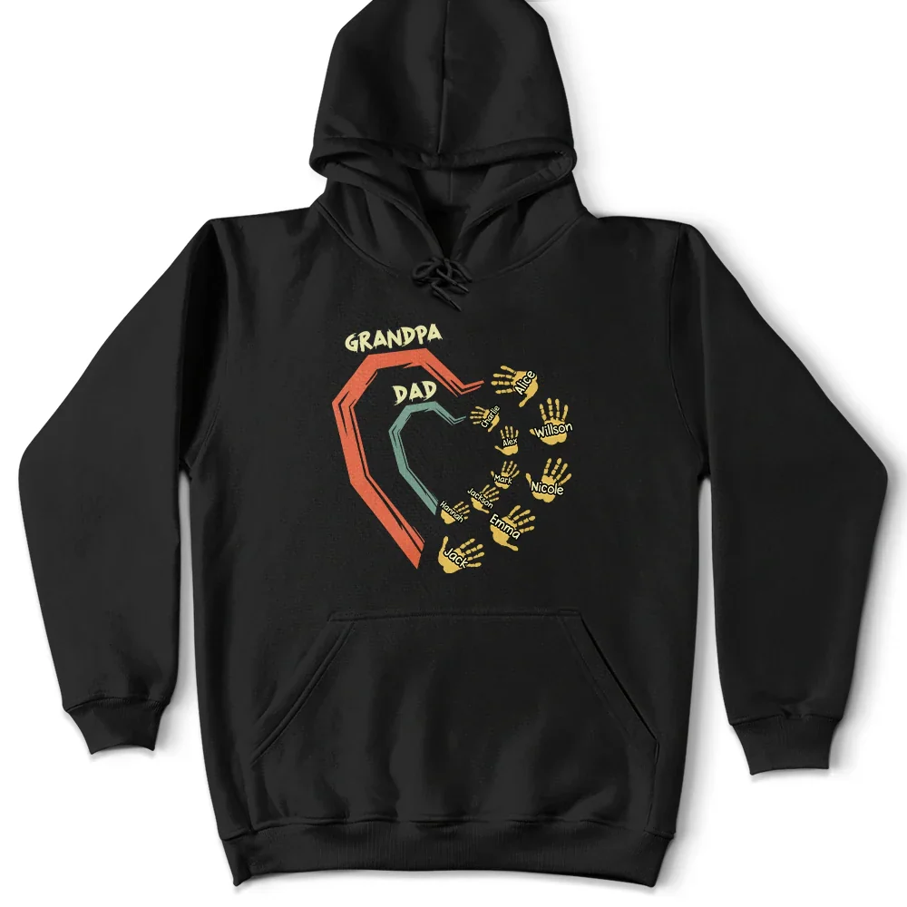 Dad Grandpa Sweethearts Handprints - Personalized T Shirt - Image 4