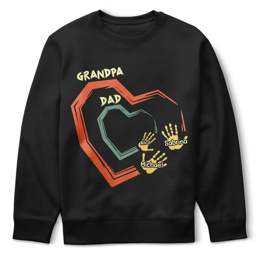 Dad Grandpa Sweethearts Handprints - Personalized T Shirt - Image 5