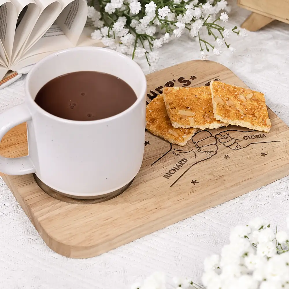 Dad Grandpa Tea And Biscuits - Personalized Serving Board With Cup Holder - Image 3