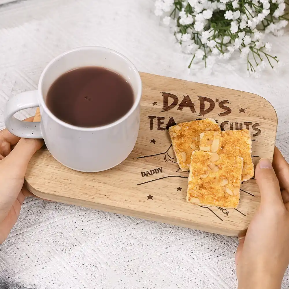 Dad Grandpa Tea And Biscuits - Personalized Serving Board With Cup Holder - Image 5