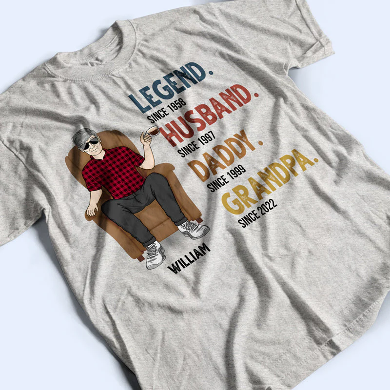 Dad Grandpa Uncle Legend Husband - Gift For Father - Personalized Custom T Shirt - Image 3