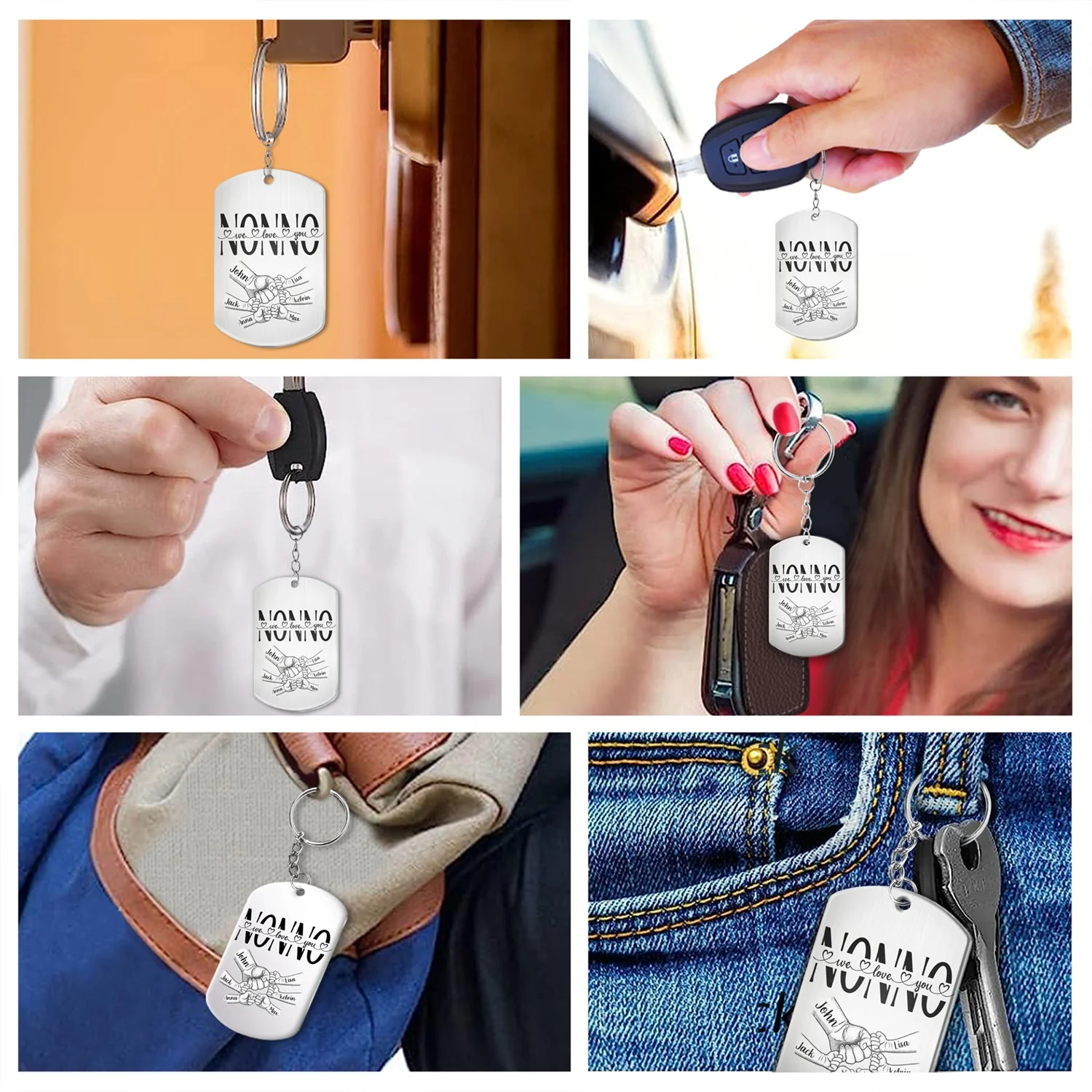 Dad Grandpa We Love You Fist Bump - Gift For Father, Grandfather - Personalized Aluminum Keychain - Image 6