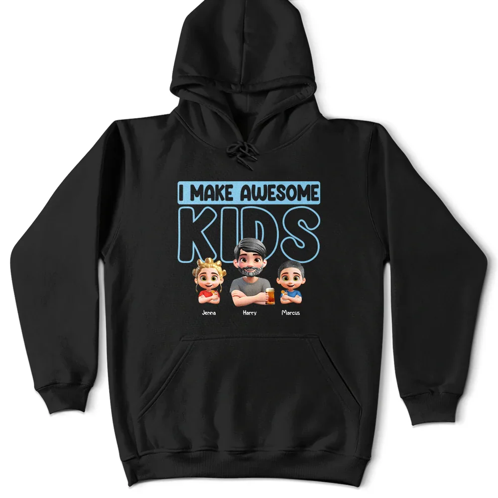 Dad I Make Awesome Kids Babies - Personalized T Shirt - Image 4