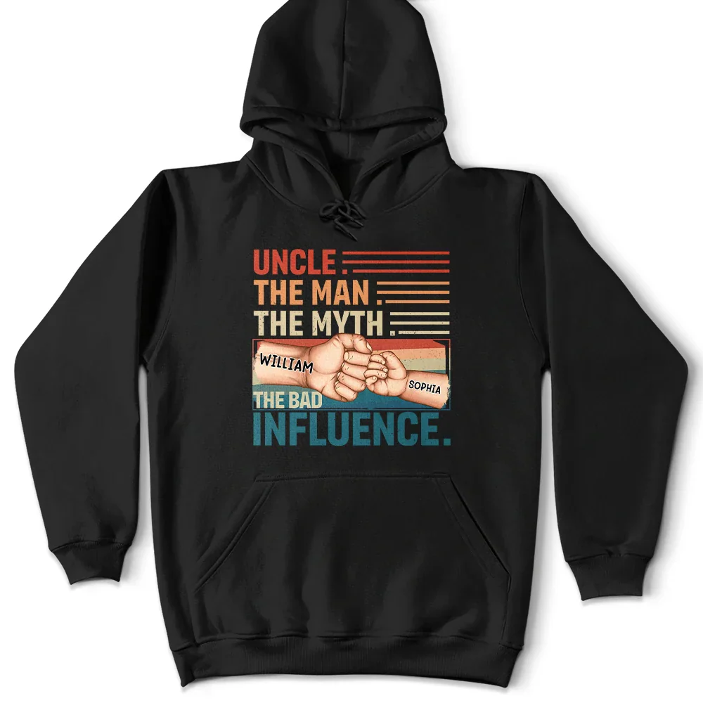 Dad Kid First Bump Uncle The Man The Myth The Bad Influence - Personalized T Shirt - Image 5