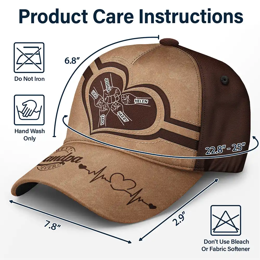 Dad Kid Hand Punch Best Dad Ever Father Grandpa - Personalized Classic Cap - Image 6