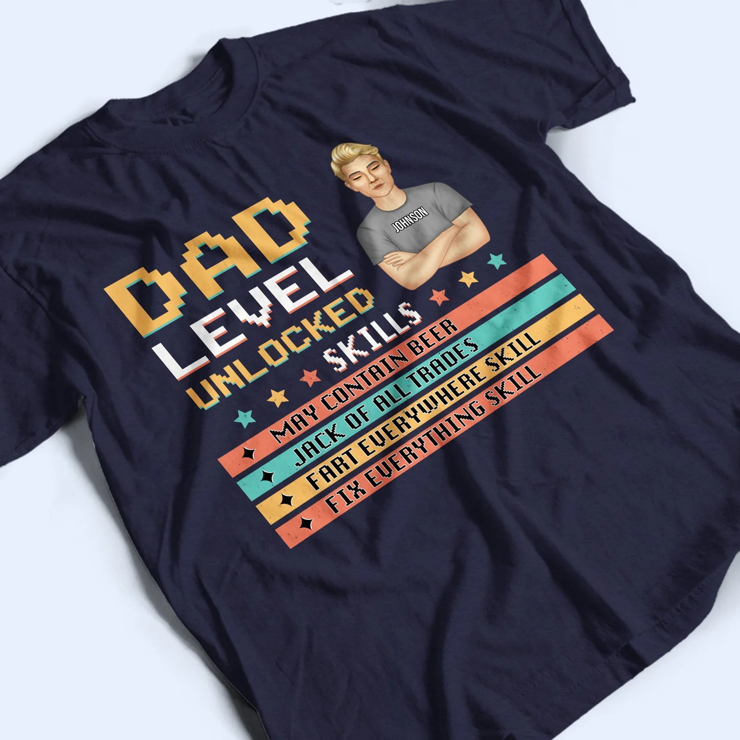Dad Level Unlocked - Gift For Dad - Personalized Custom T Shirt - Image 3