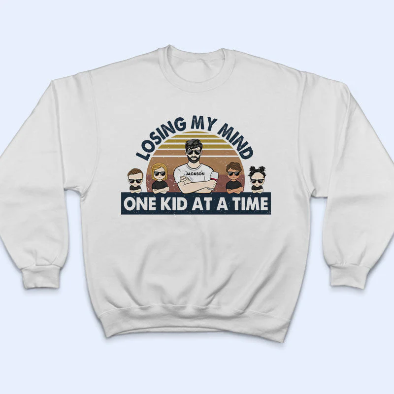 Dad Losing My Mind One Kid At A Time - Father Gift - Personalized Custom T Shirt - Image 5