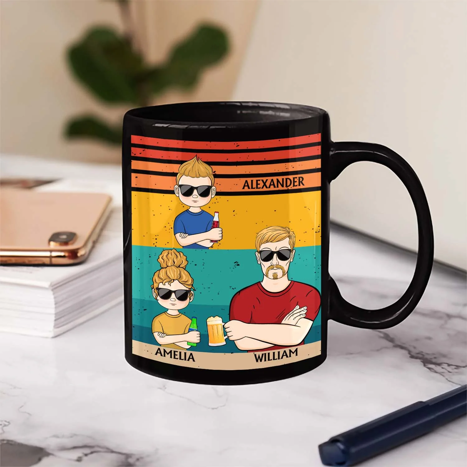 Dad No Matter How Hard Life Get At Least You Don't Have Ugly Children - Funny, Birthday Gift For Father, Husband - Personalized Custom Black Mug - Image 3