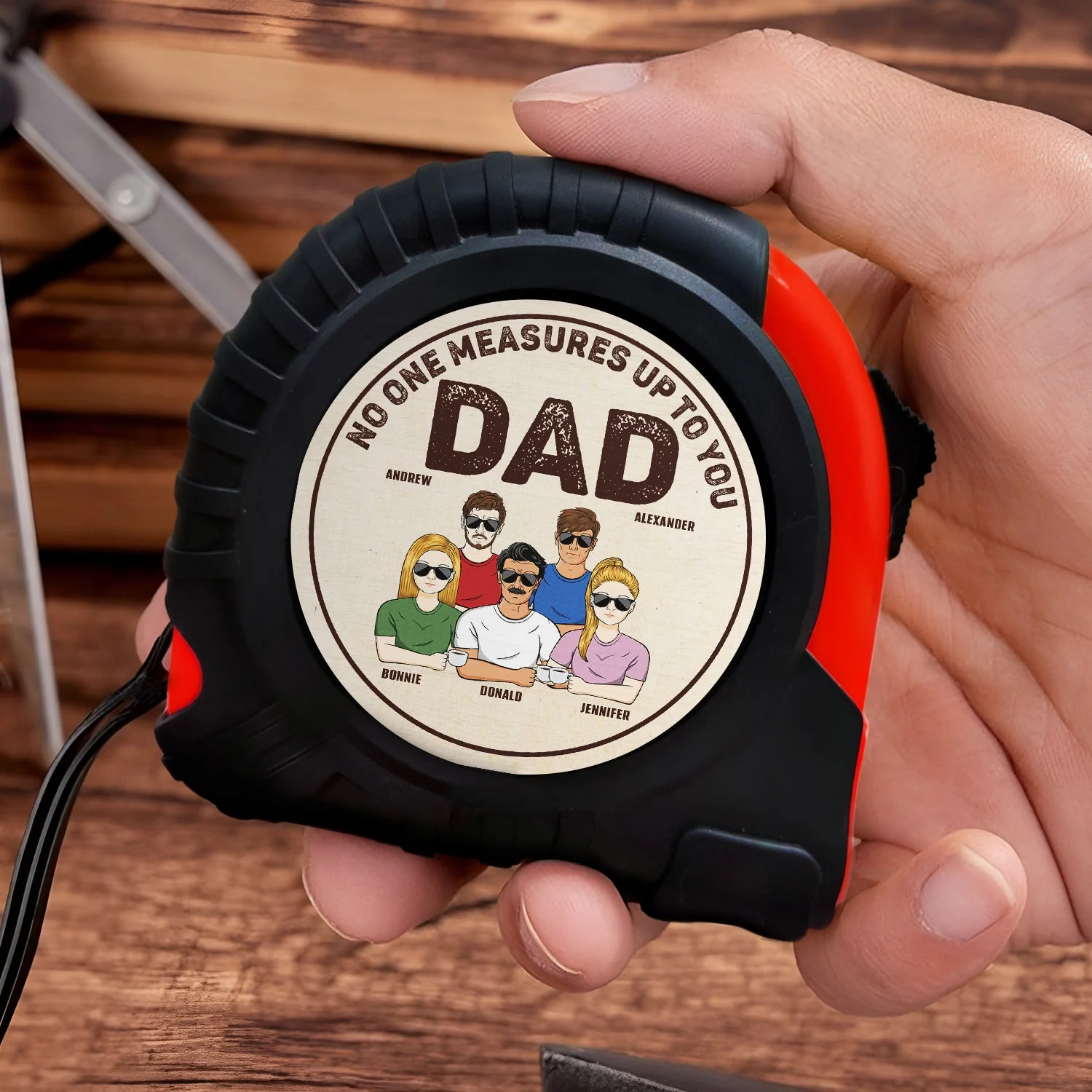 Dad No One Measures Up To You - Birthday, Loving Gift For Daddy, Father, Grandfather, Grandpa - Personalized Tape Measure - Image 3