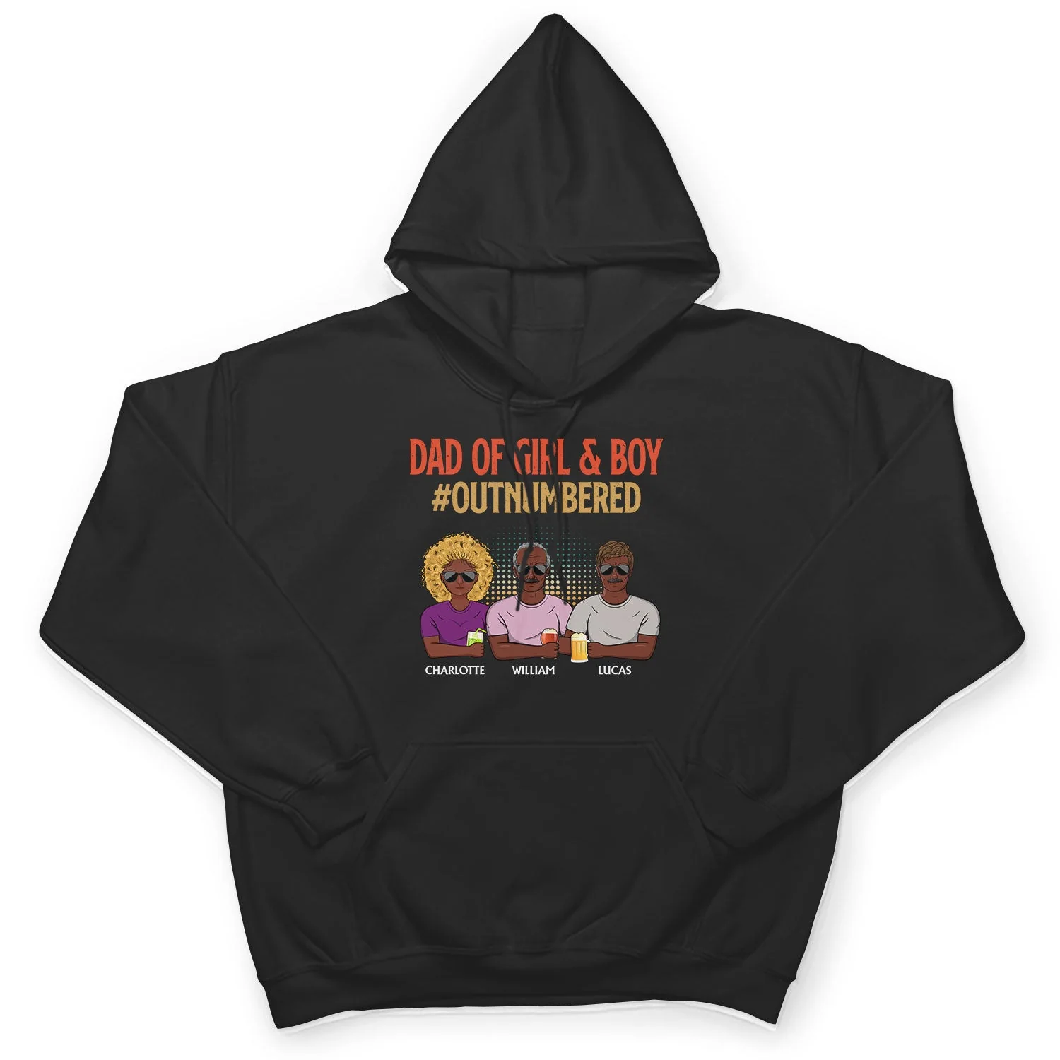 Dad Of Girls Outnumbered - Father Gift - Personalized Custom T Shirt - Image 4